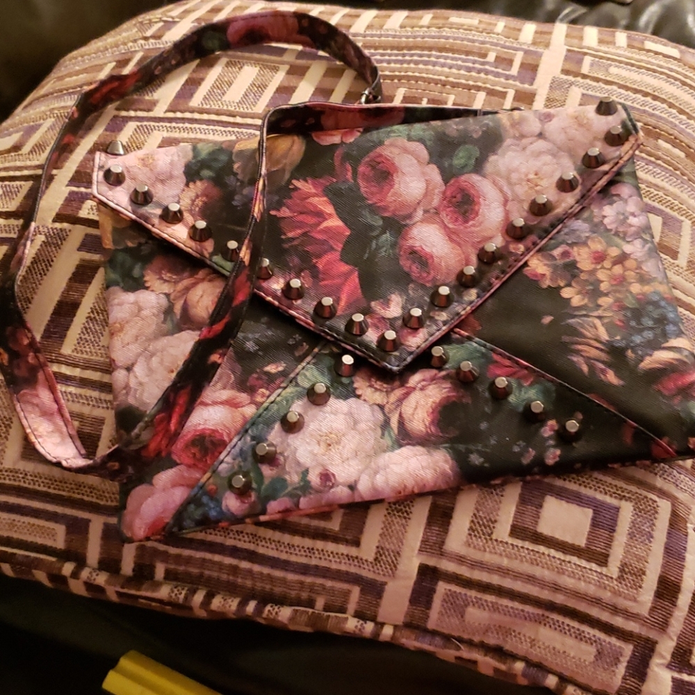 Vegan roses & brads purse
